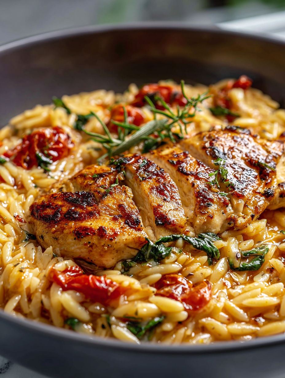 Scrumptious chicken and orzo dinner.