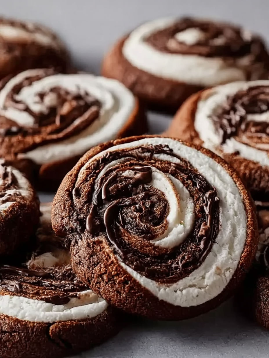 Chocolate marshmallow swirl cookies.
