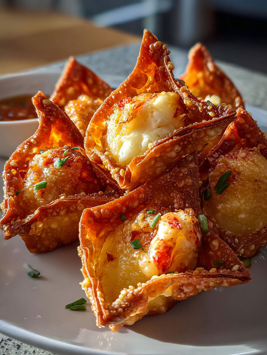 A plate of lobster rangoon.
