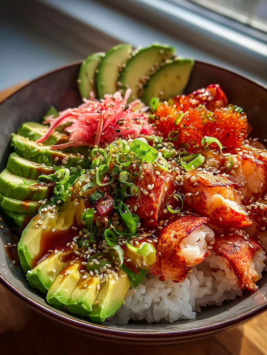 Lobster poke bowl in a bowl.