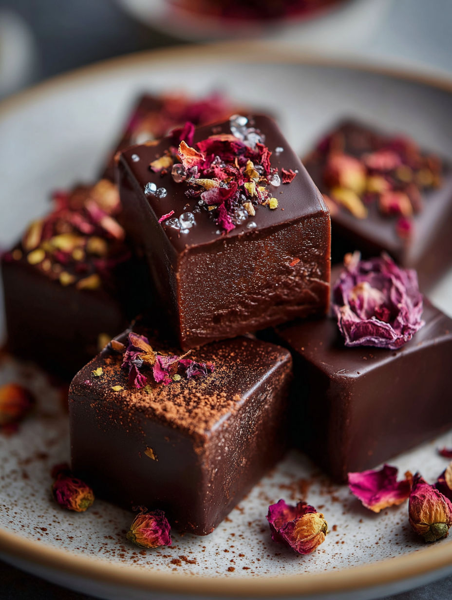 A yummy chocolate cake covered with sprinkles.