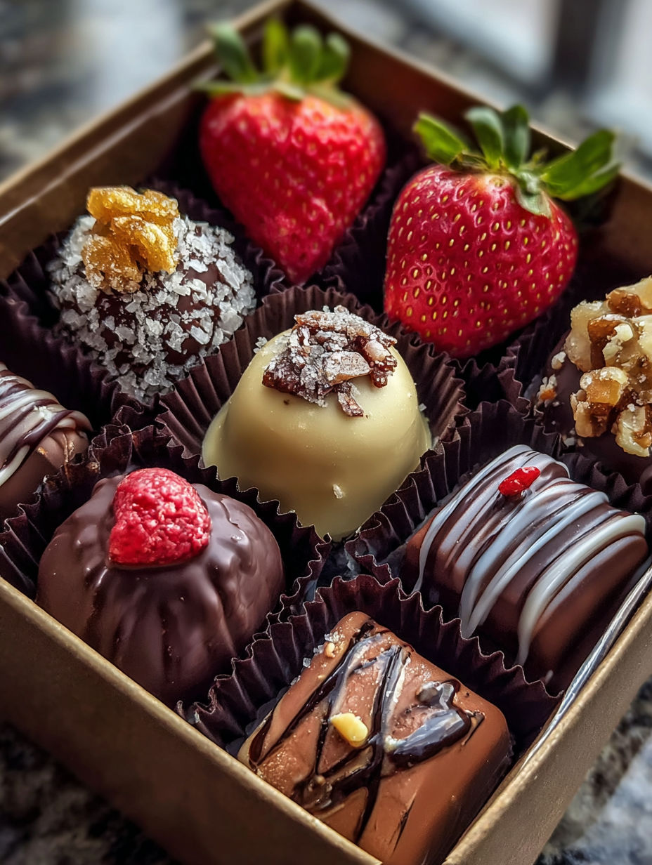 A box filled with tasty chocolates and sweets.