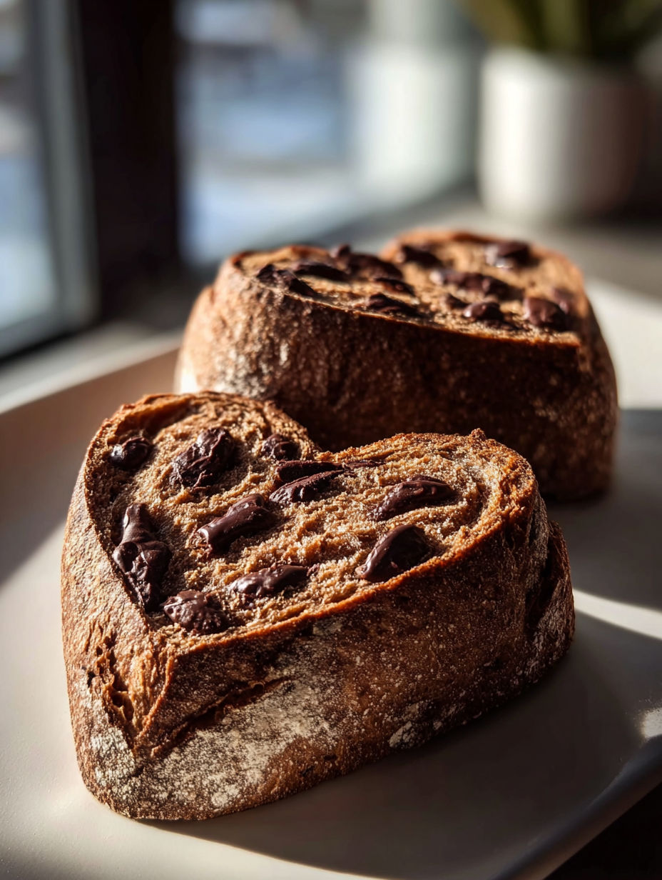Two sourdough breads shaped like hearts.
