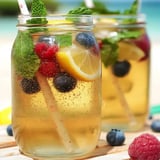 Two glasses of green tea with mint and lemon.