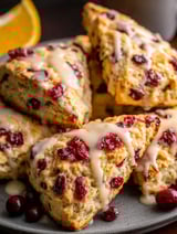 A stack of cranberry orange scones.