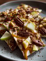 Close view of caramel apple bark.