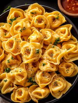 A bowl of cheesy tortellini bites.