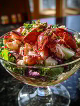 Tasty lobster dish with veggies on the side.