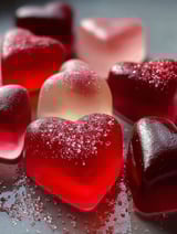Plate showing red heart shaped candies