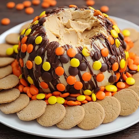 Cookies around a peanut butter chocolate ball in the center.