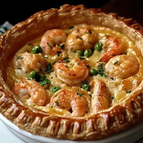 Pie packed with Cajun seafood, shrimp, and peas all tucked inside a flaky crust.