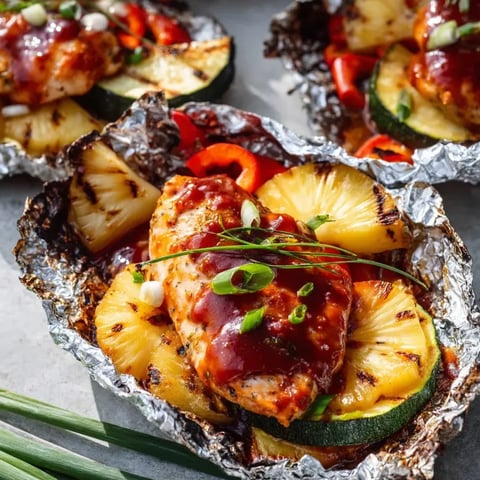 Close-up view of pineapple wrapped tight in a shiny layer of foil.