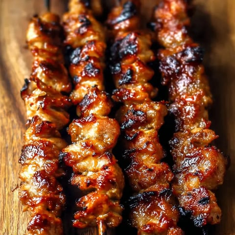 Grilled meat arranged on a wooden board.