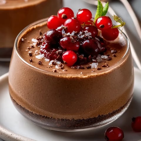 Chocolatey treat finished with fresh berries.