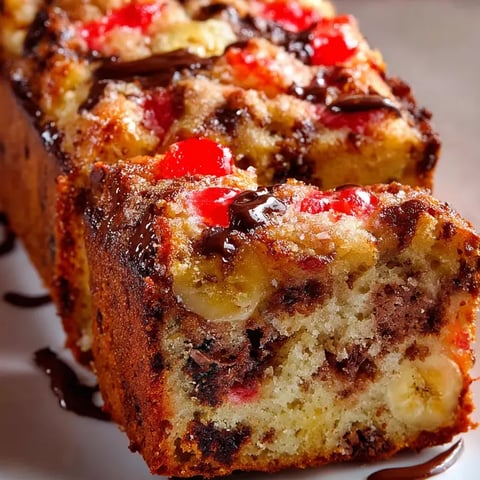 A slice of loaf packed with banana and bits of chocolate.