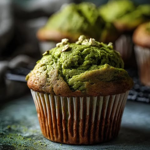 A green-frosted muffin sitting on a plate.