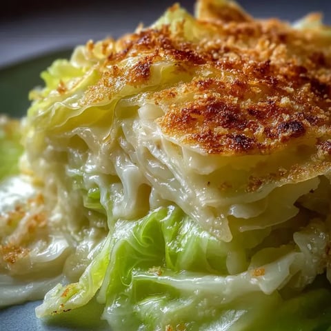 Cabbage bake with melty cheese and a side of broccoli sits on a plate.