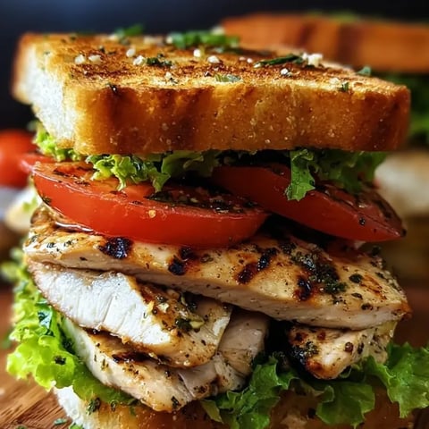 A sandwich loaded with fresh lettuce and juicy chicken.