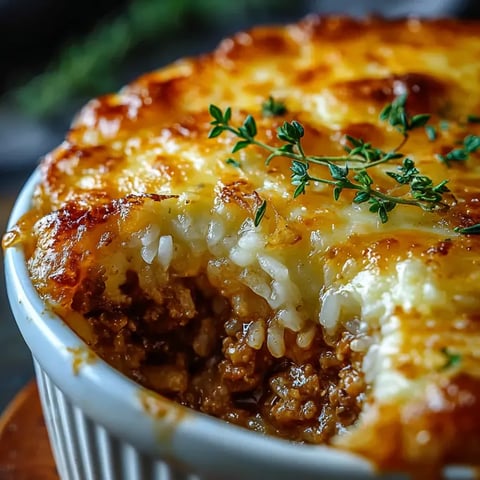 Bowl packed with beefy, cheesy casserole and a spoon ready to dig in.