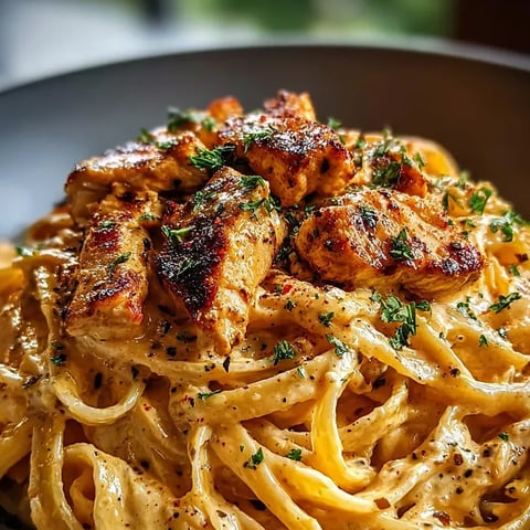 Pasta loaded with chicken and fresh herbs in a bowl.