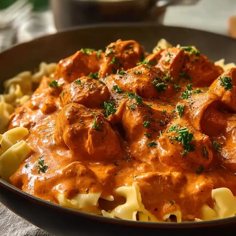 Bowl of pasta with a rich meat and tomato sauce.
