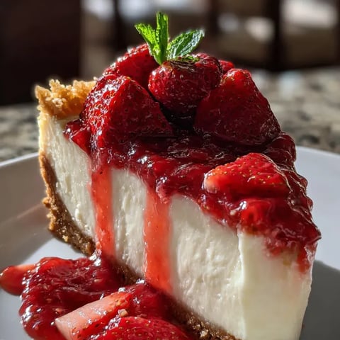 Cheesecake slice loaded with strawberries on top.