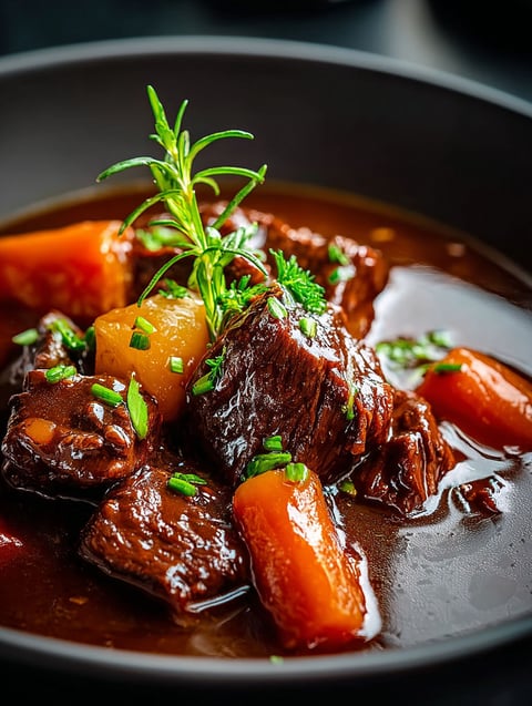 Parsley-topped French beef stew with carrots