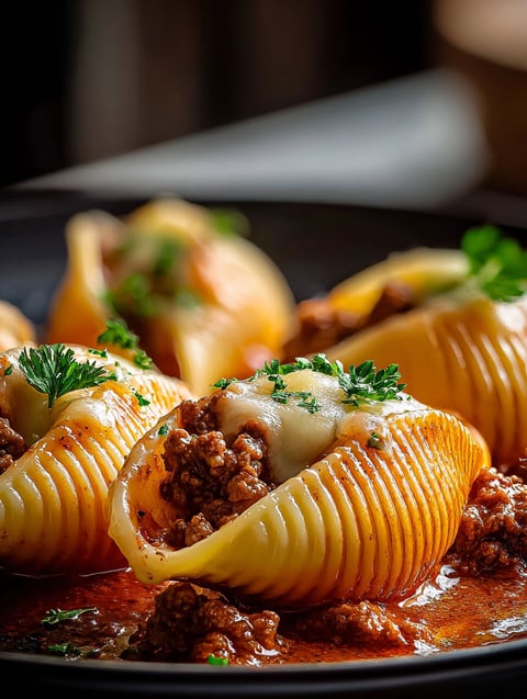 Beef stuffed pasta shells.