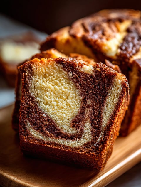 Slice of banana bread with cinnamon cream cheese swirl.