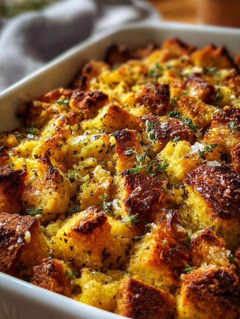 Close shot of a yummy stuffing dish