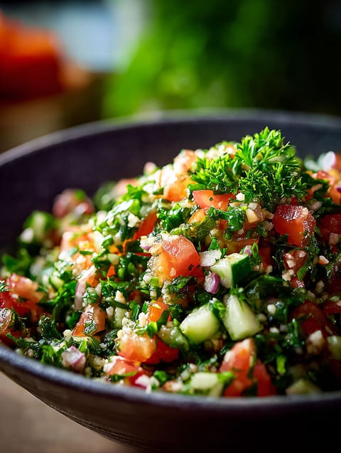 A bowl of Tabbouleh Salad.