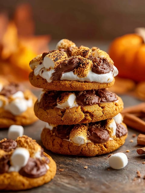 Stacked Pumpkin S'mores on a table