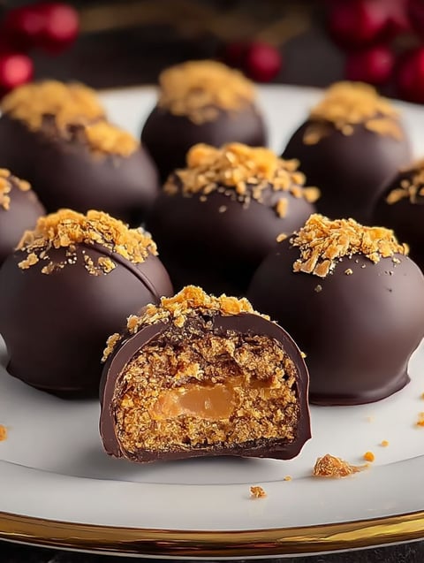 A plate of Butterfinger Truffles.