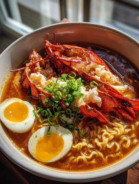 A tasty mix of noodles, boiled eggs, and shrimp.