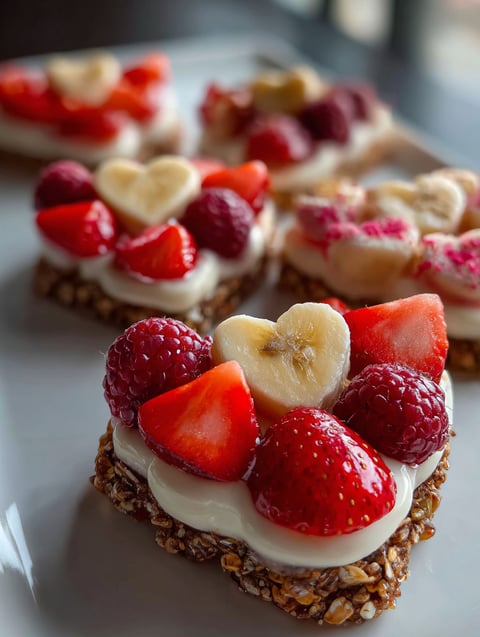 Plate with fruit and yogurt treats.